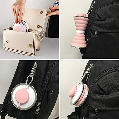 Collapsible Water Bottle, Camping Cup With Carabiner, Reuseable Silicone Foldable Leak Proof Portable Sports Travel Water Bottles For Outdoor, Travel Gym Hiking, BPA Free, Cycling Cups with Carabiner - Image 2