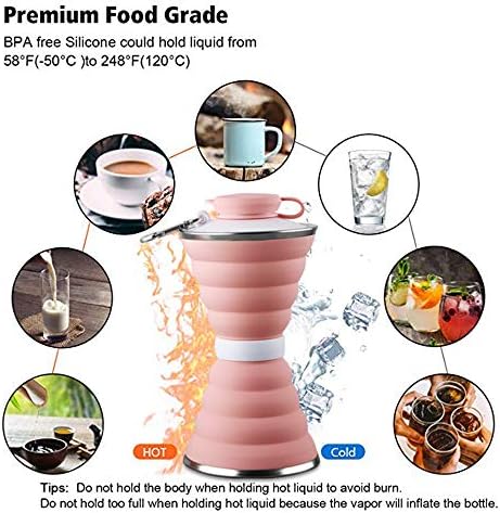 Collapsible Water Bottle, Camping Cup With Carabiner, Reuseable Silicone Foldable Leak Proof Portable Sports Travel Water Bottles For Outdoor, Travel Gym Hiking, BPA Free, Cycling Cups with Carabiner - Image 4