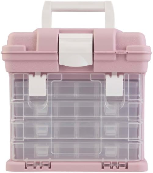 Portable Tool Box - Small Parts Organizer with Drawers and Customizable Compartments for Hardware, Fishing Tackle, Beads, or Crafts by Stalwart (Pink) - Image 3
