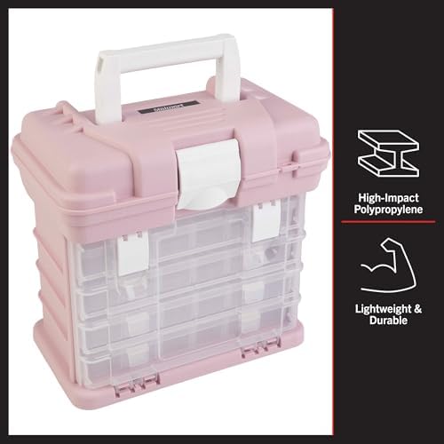 Portable Tool Box - Small Parts Organizer with Drawers and Customizable Compartments for Hardware, Fishing Tackle, Beads, or Crafts by Stalwart (Pink) - Image 6