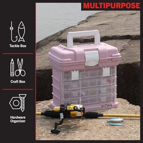 Portable Tool Box - Small Parts Organizer with Drawers and Customizable Compartments for Hardware, Fishing Tackle, Beads, or Crafts by Stalwart (Pink) - Image 7