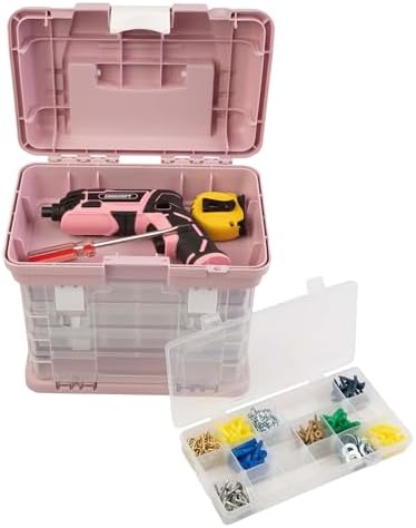 Portable Tool Box - Small Parts Organizer with Drawers and Customizable Compartments for Hardware, Fishing Tackle, Beads, or Crafts by Stalwart (Pink) - Image 8