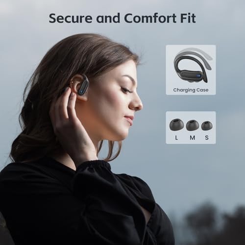 Wireless Earbuds, Bluetooth 5.3 Headphones, True Wireless Stereo Earphones with IPX6 Waterproof, Noise Cancelling Mic, Fast Charging and Comfort Fit Ear Buds for Sports, Workouts - Black - Image 4